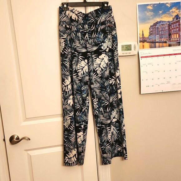 Spanx Women's Go With the Flow Wide-Leg Pants in "Blue Palm" Print Size M - Picture 1 of 11
